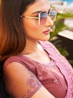 Floral Embroidered Beads & Stones Net Saree