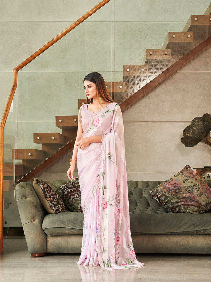Buy Tikhi Imli Gunmetal-Toned Striped Saree - Sarees for Women 18709036