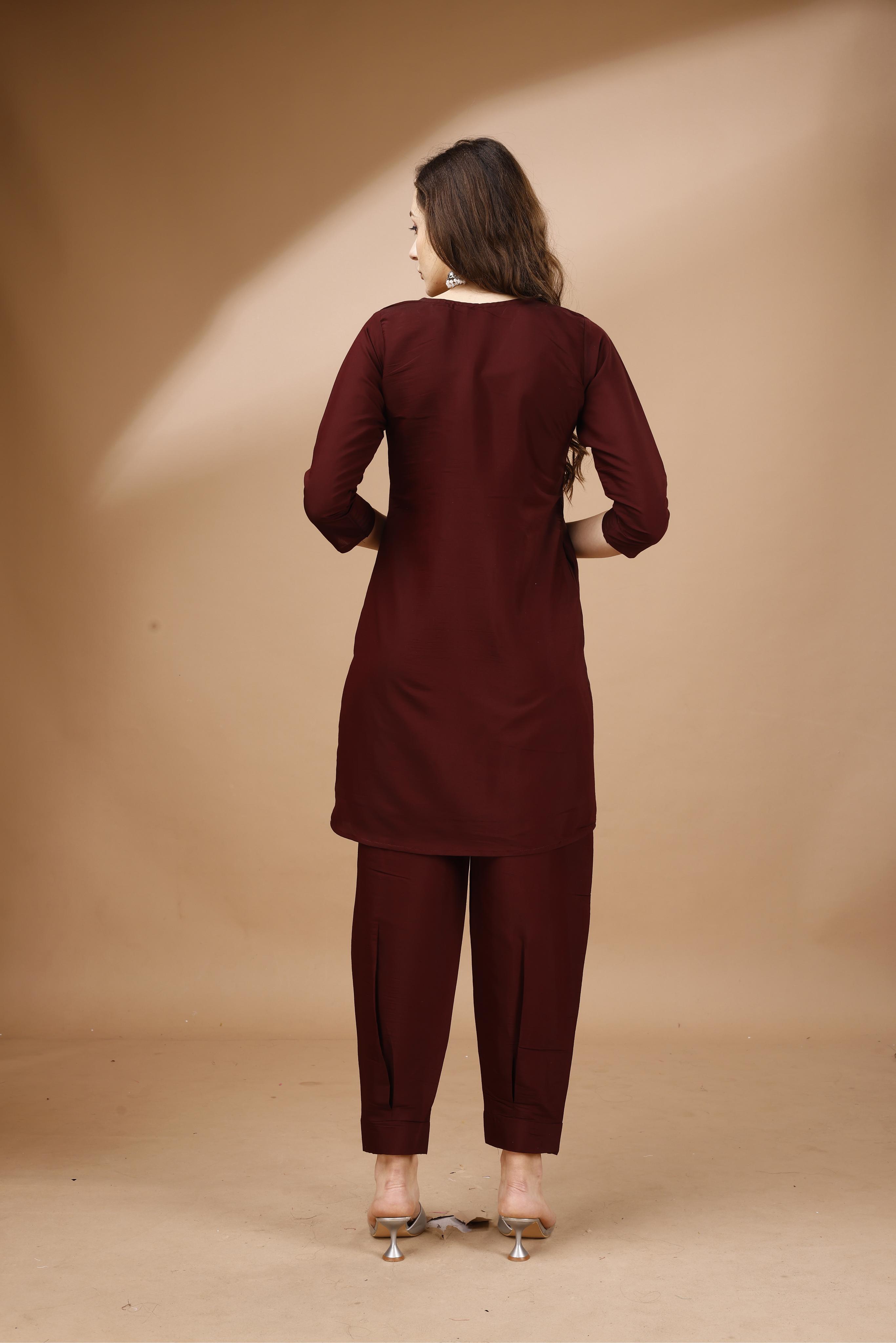 Pleated Tunic With Trouser Co-Ords
