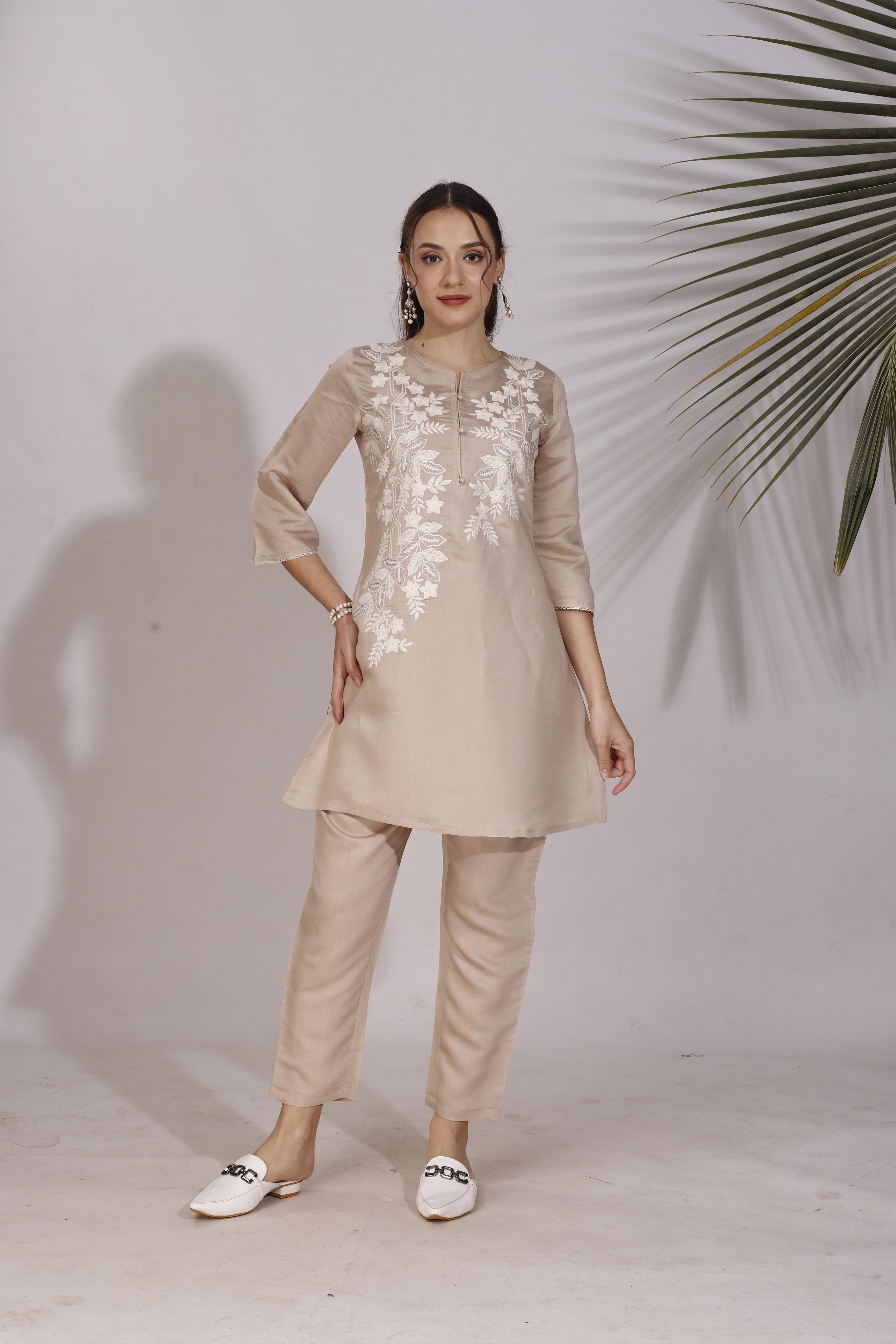 Embroidered Tunic With Trousers Co-Ords