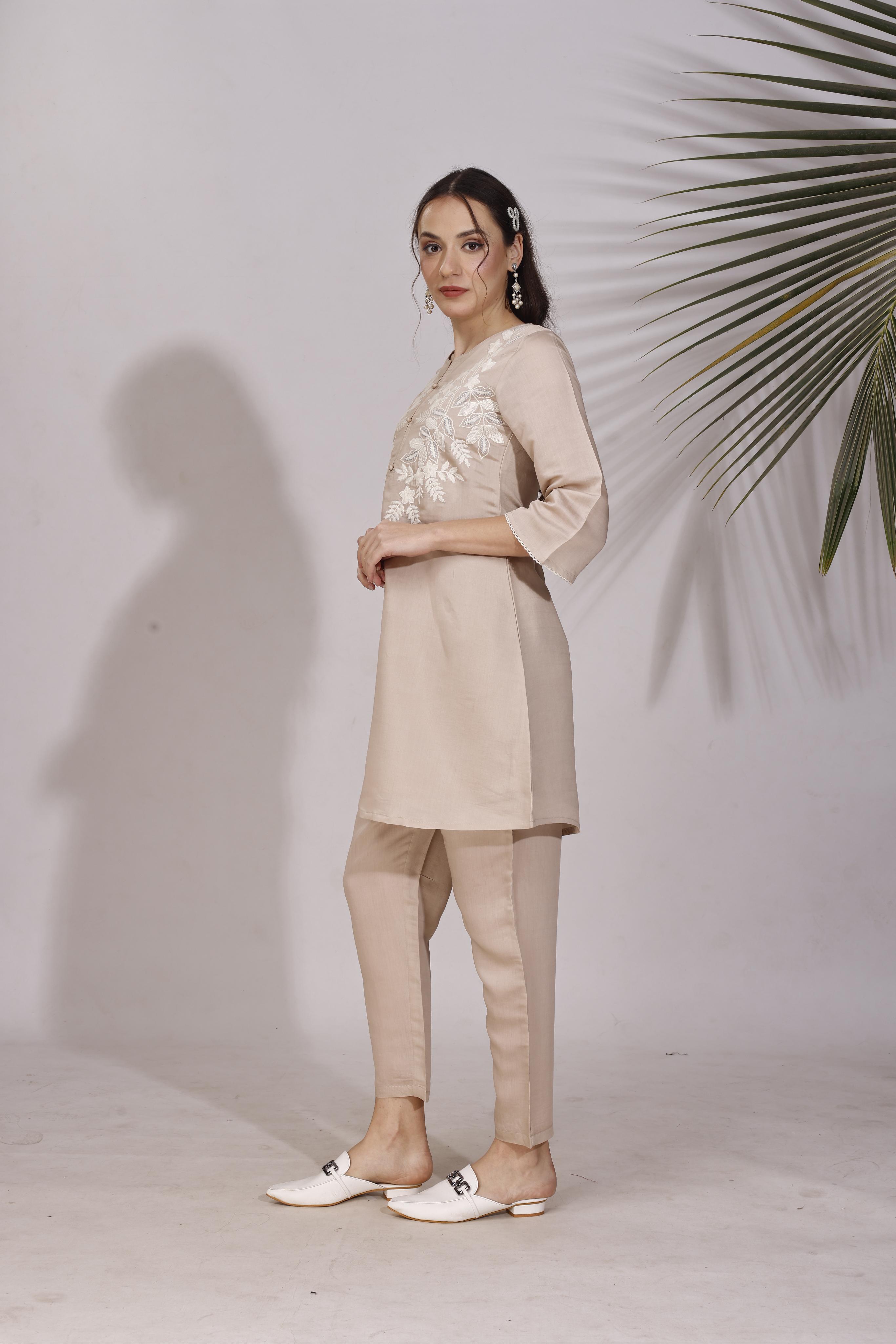 Embroidered Tunic With Trousers Co-Ords