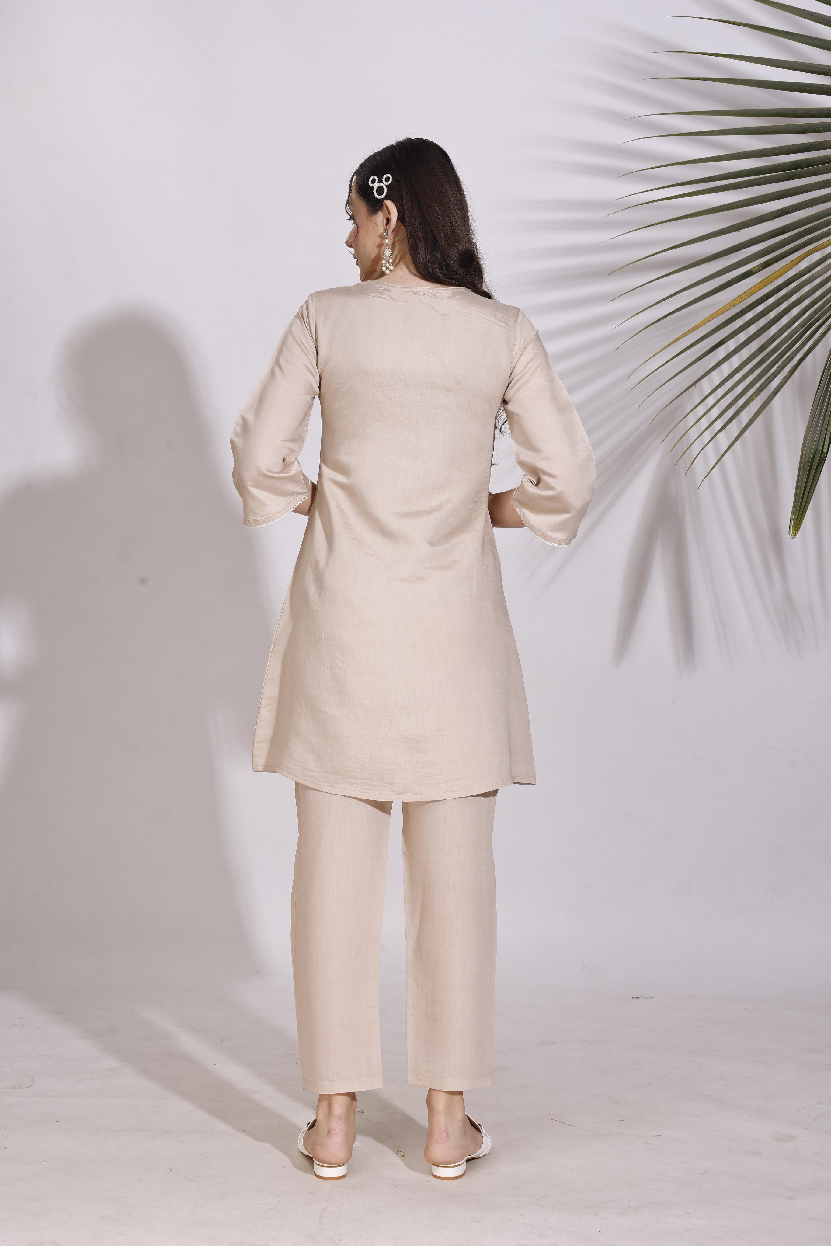 Embroidered Tunic With Trousers Co-Ords