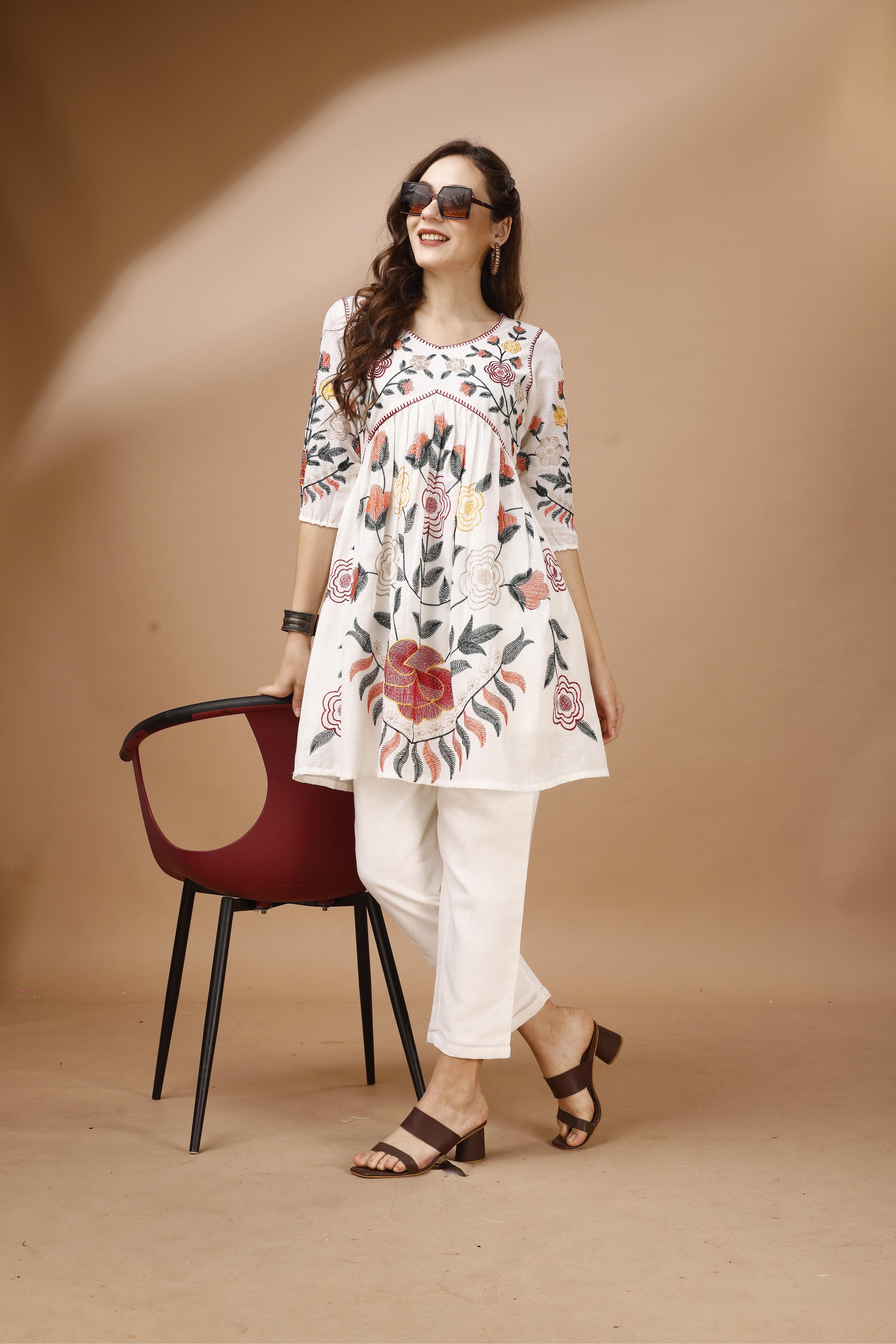 Embroidered Tunic With Trousers Co-Ords