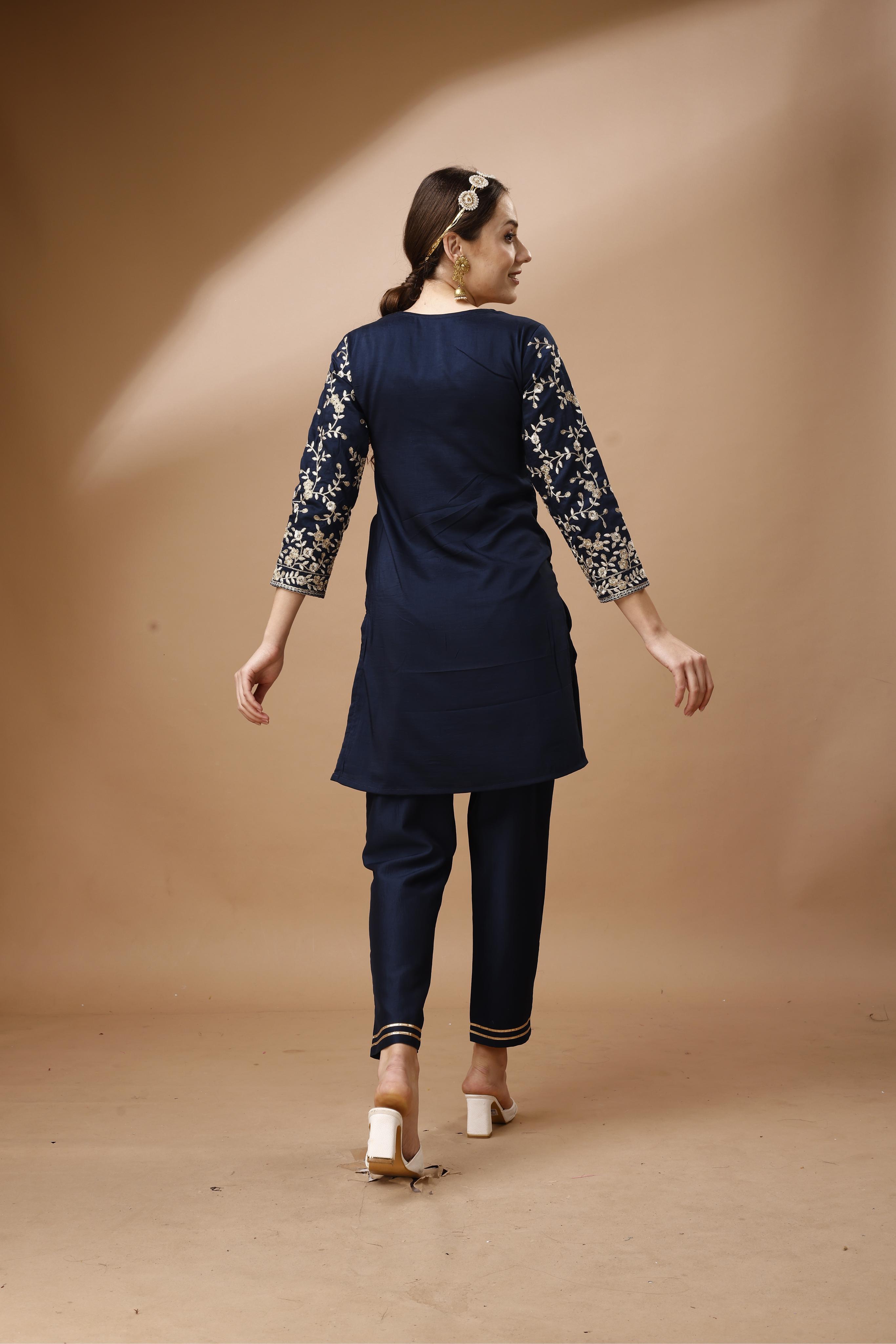 Zari Embroidered Tunic With Trouser Co-Ords