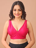 Pink colour tafetta sleeveless blouse