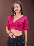 Wine colour dupion half sleeves blouse