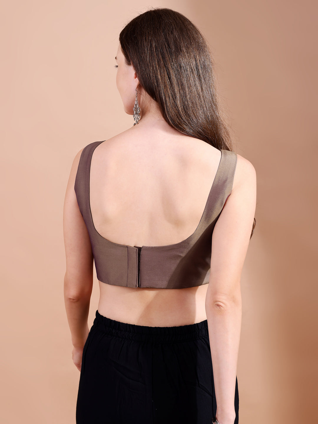 Two tone gold and champagne colour tafetta sleeveless blouse