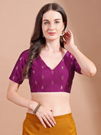 Pink colour tafetta half sleeves blouse