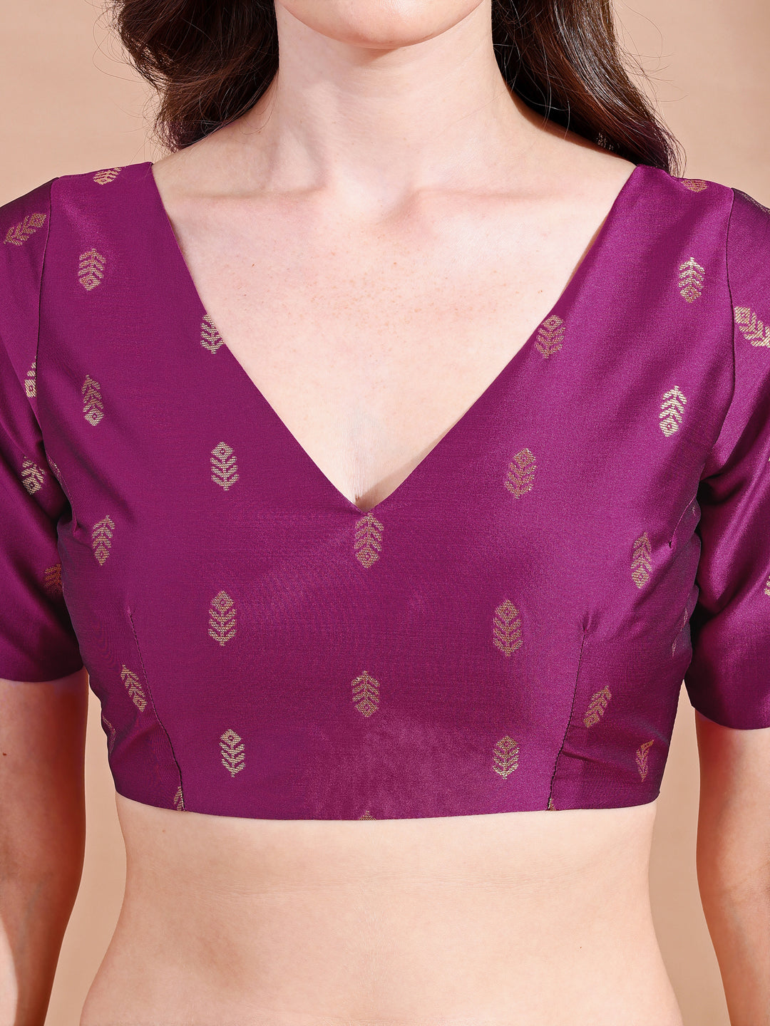 Pink colour tafetta half sleeves blouse