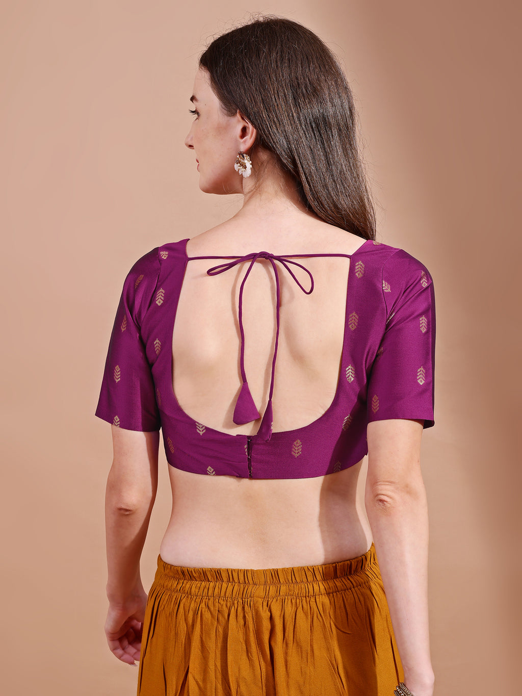 Pink colour tafetta half sleeves blouse