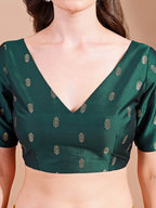 green colour tafetta half sleeves blouse