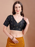 black colour tafetta half sleeves blouse