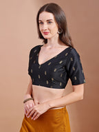 black colour tafetta half sleeves blouse