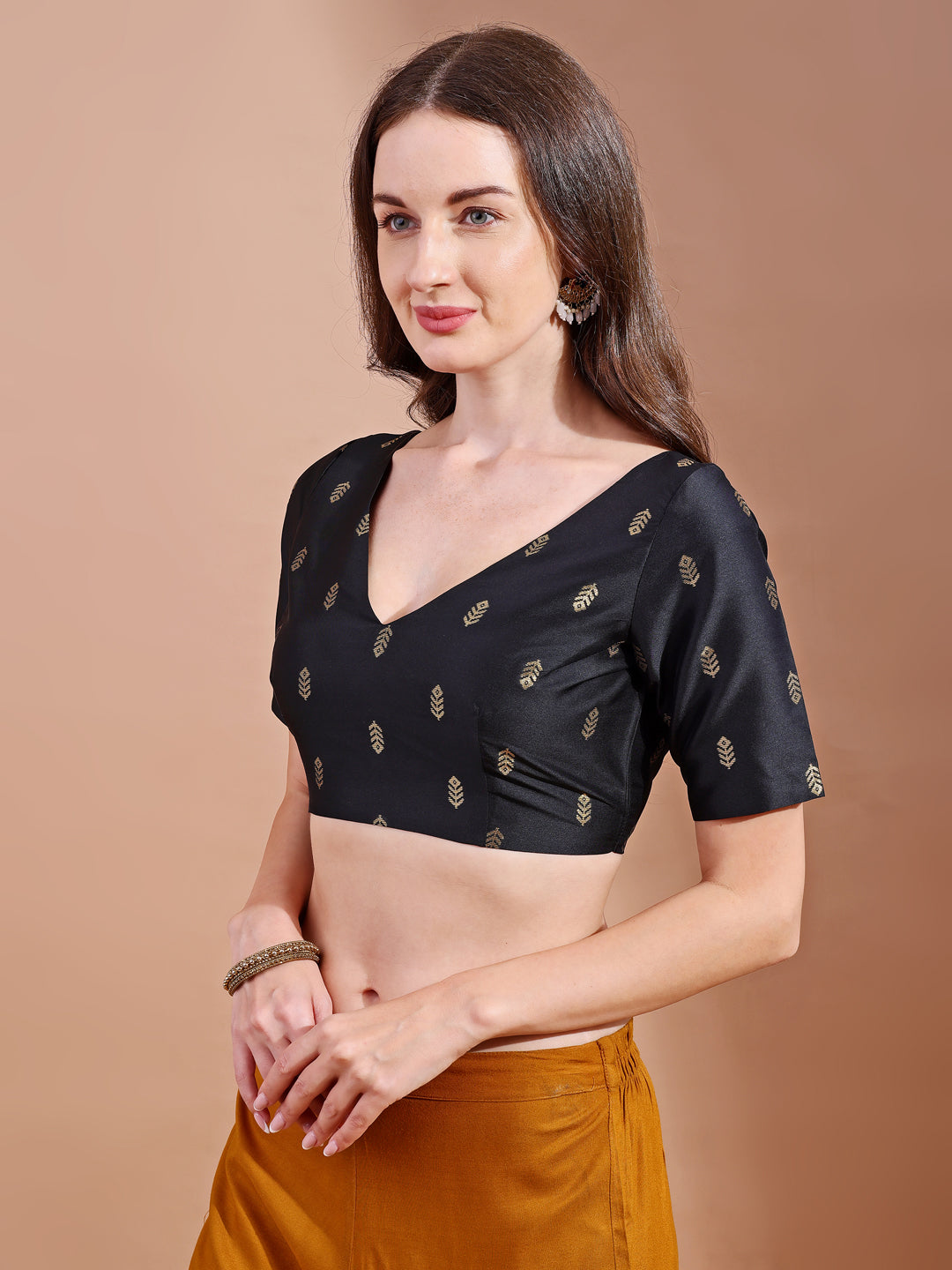 black colour tafetta half sleeves blouse