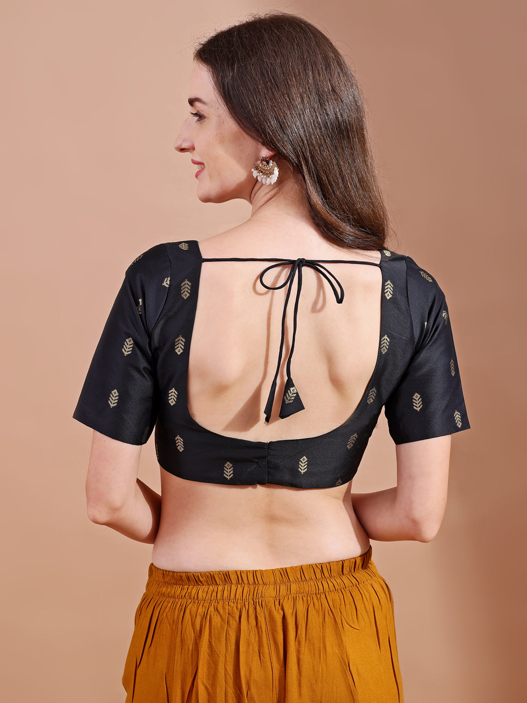 black colour tafetta half sleeves blouse