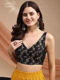 Black colour brocade sleeveless blouse