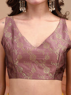Lavendar colour brocade sleeveless blouse