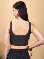 Black colored denim lycra stretchable blouse