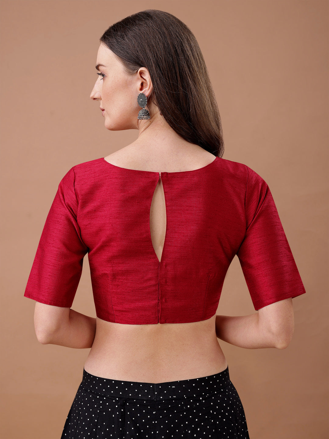 Red colour art silk half sleeves blouse