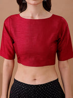 Red colour art silk half sleeves blouse