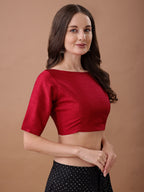 Red colour art silk half sleeves blouse