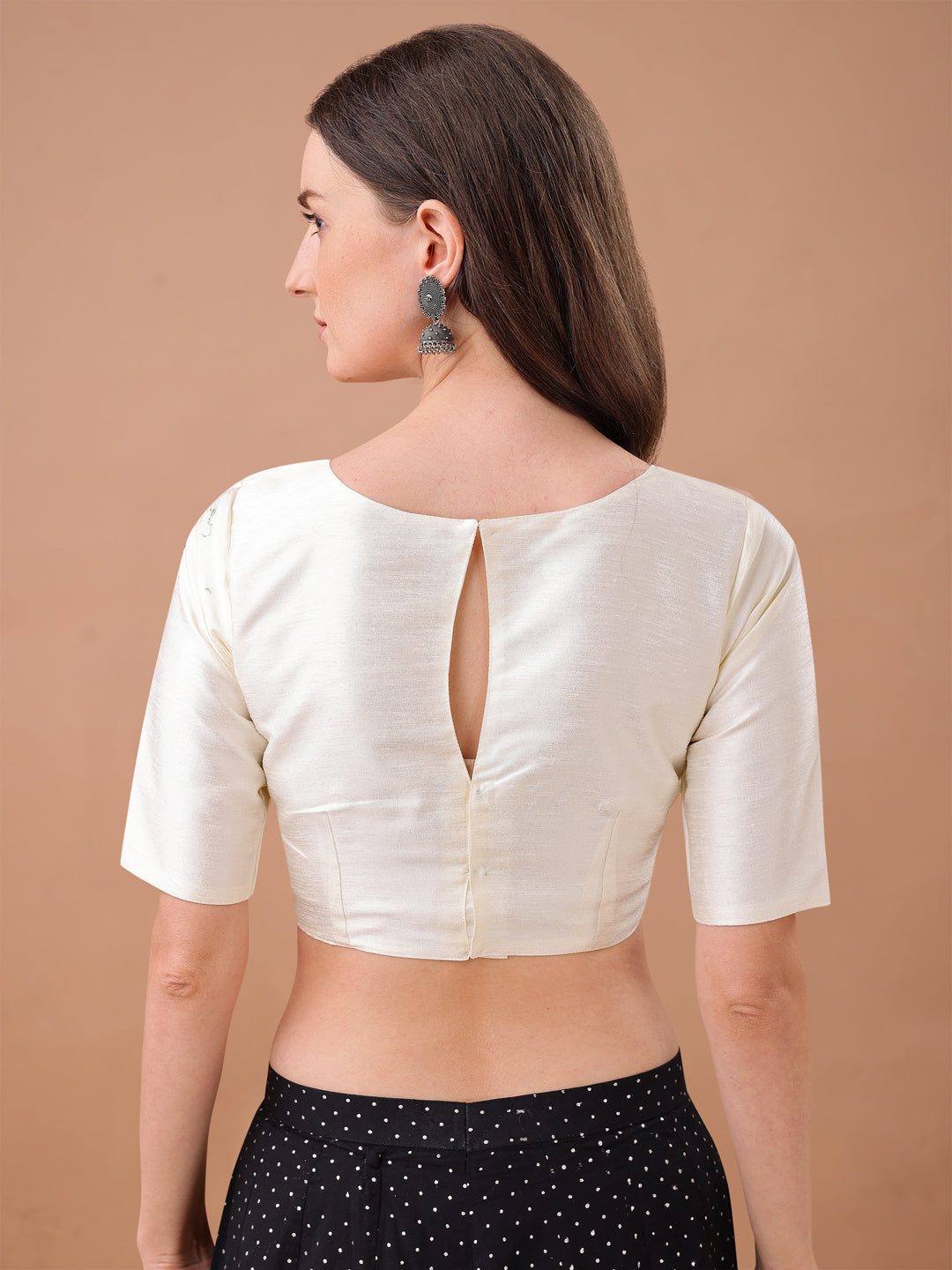 White colour art silk half sleeves blouse