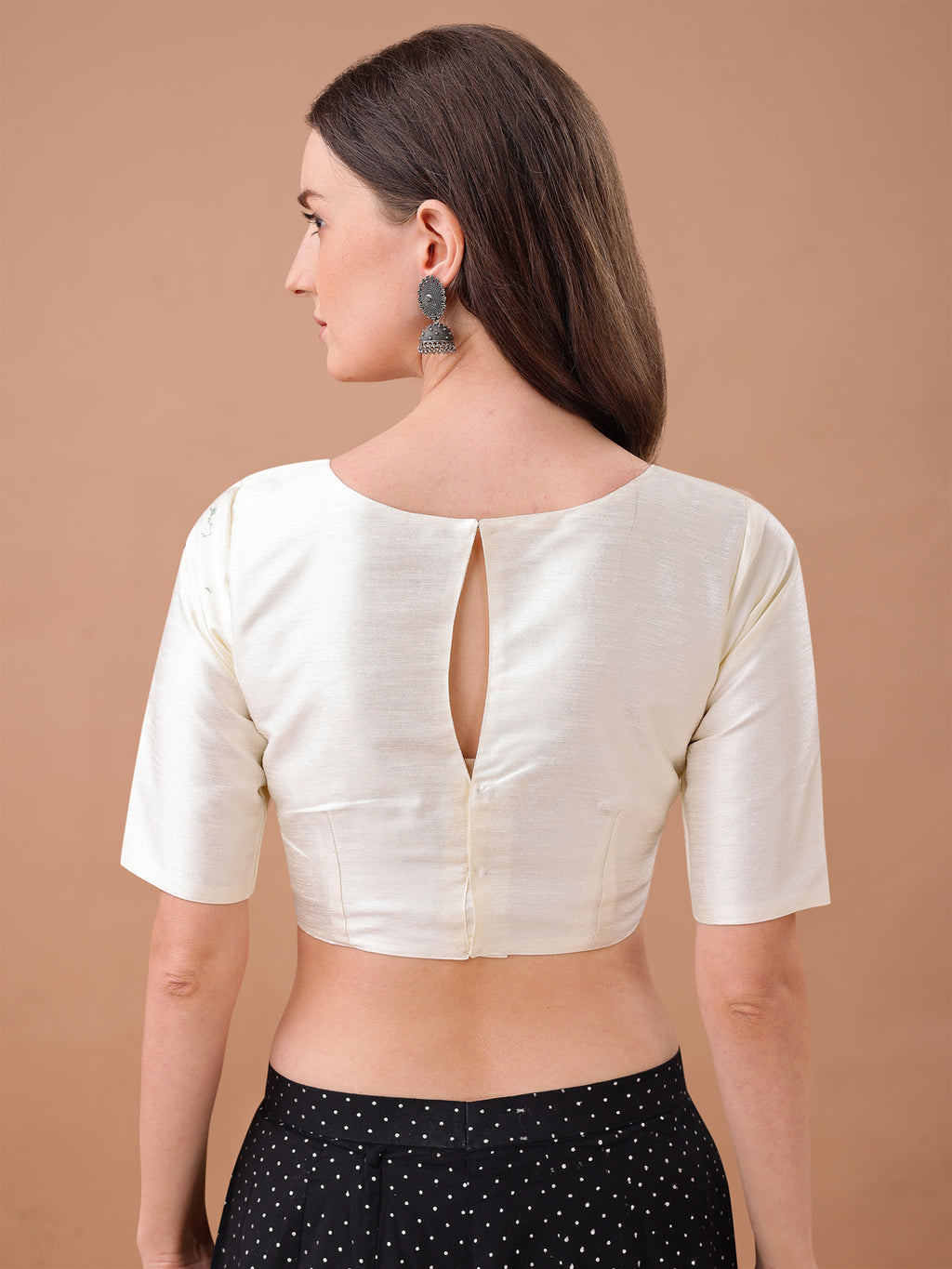 White colour art silk half sleeves blouse