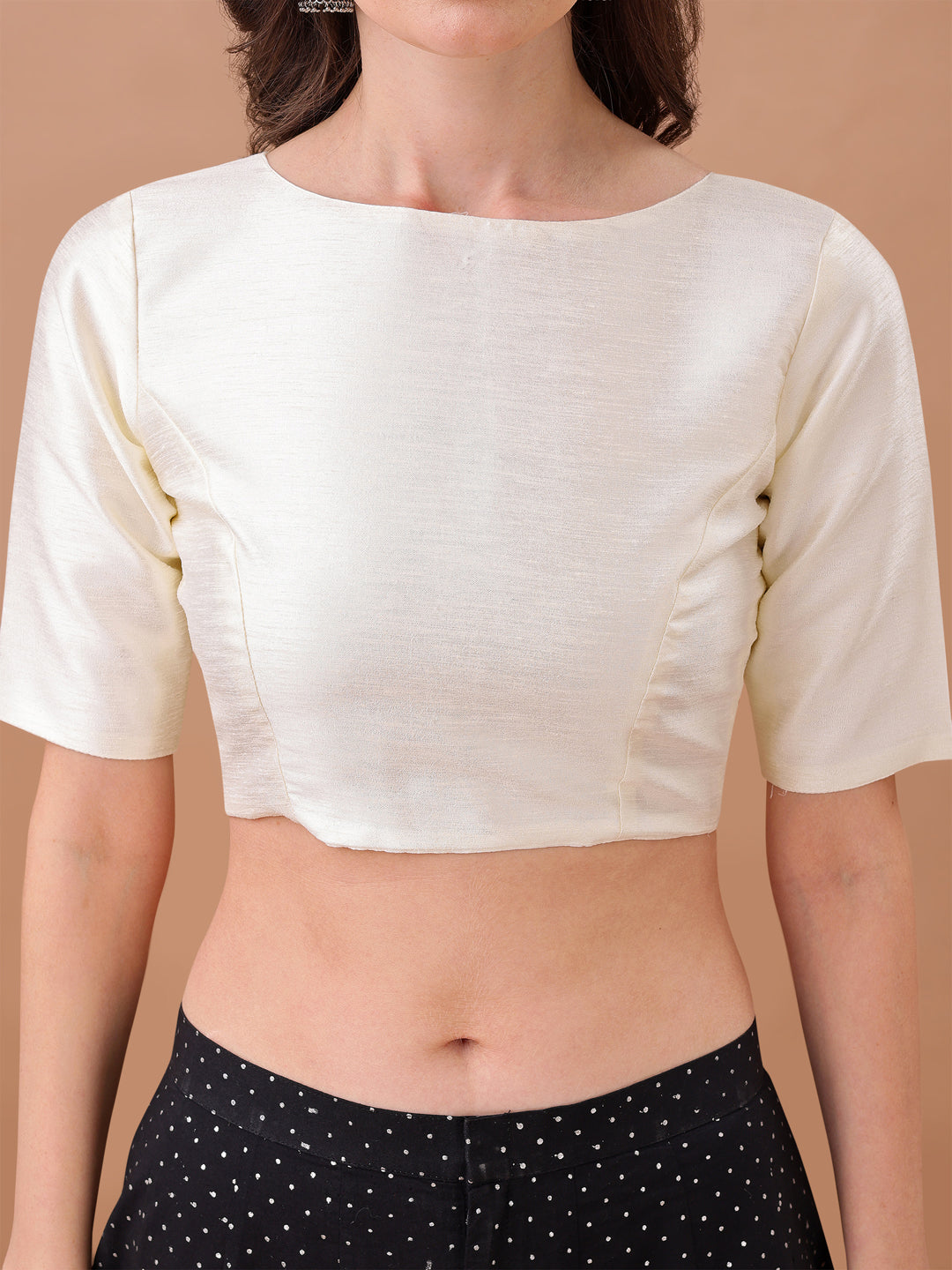 White colour art silk half sleeves blouse