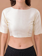 White colour art silk half sleeves blouse