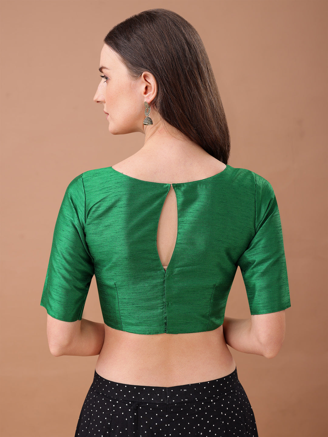 Green colour art silk half sleeves blouse