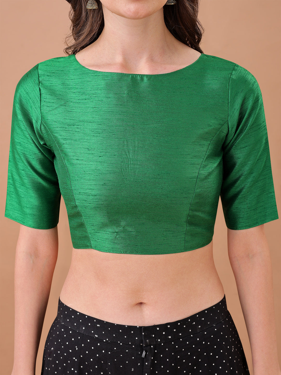 Green colour art silk half sleeves blouse