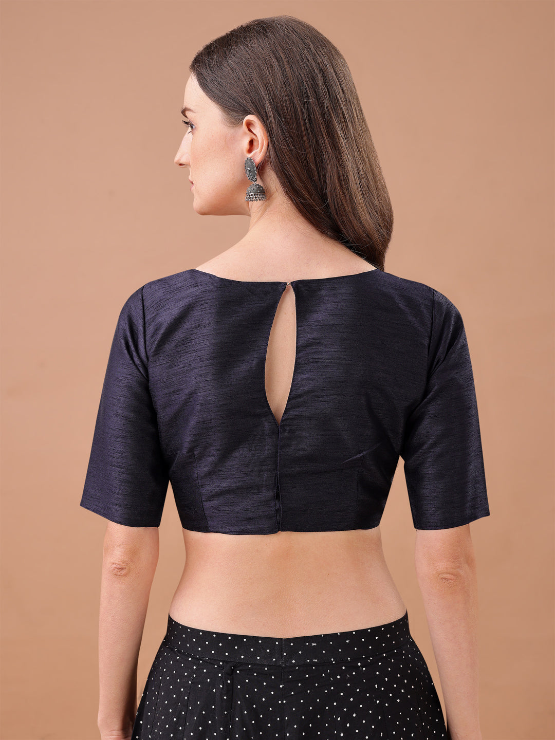 Black colour art silk half sleeves blouse