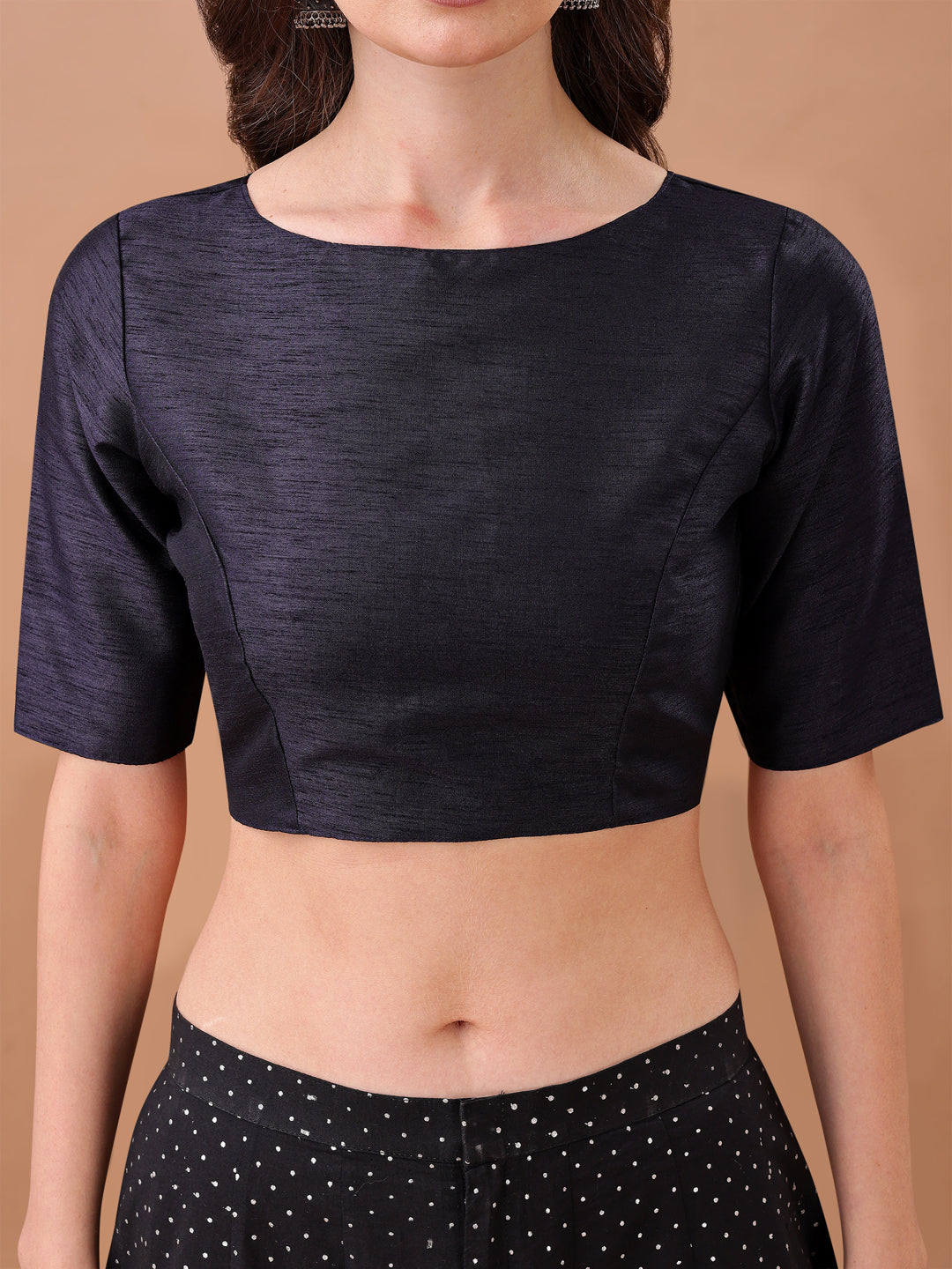 Black colour art silk half sleeves blouse