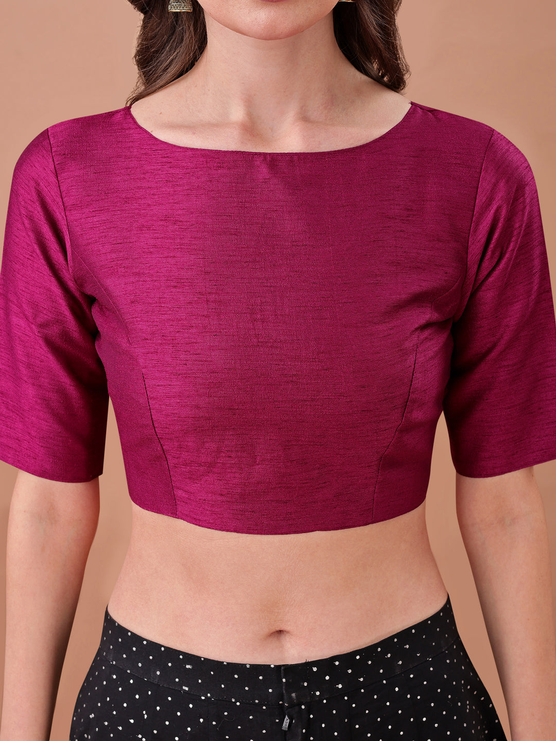 Magenta colour art silk half sleeves blouse