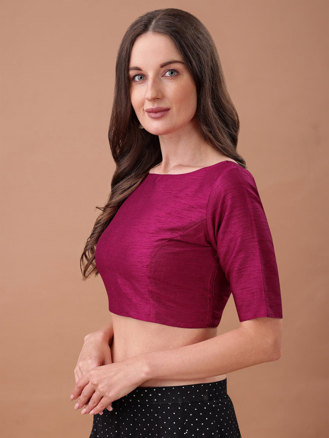 Magenta colour art silk half sleeves blouse