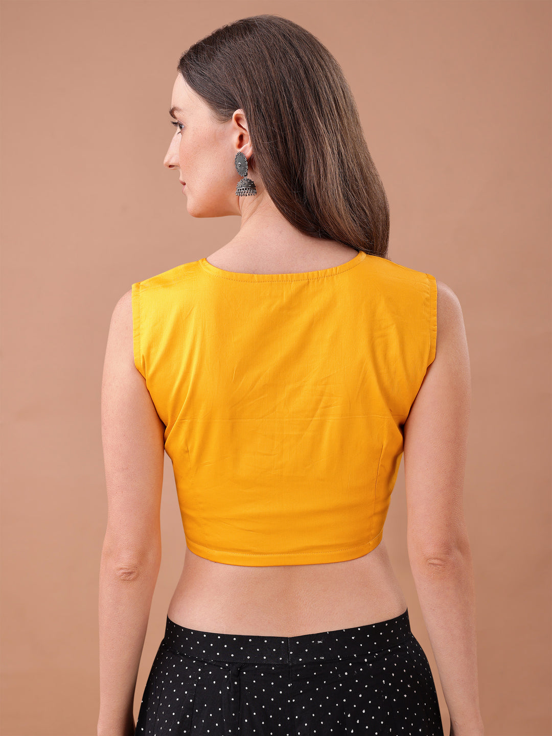 Yellow colour jam cotton sleeveless blouse