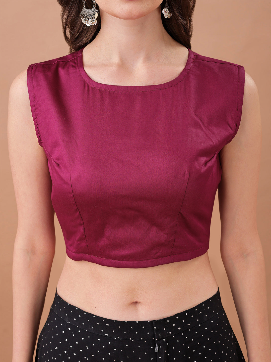 Magenta colour jam cotton sleeveless blouse