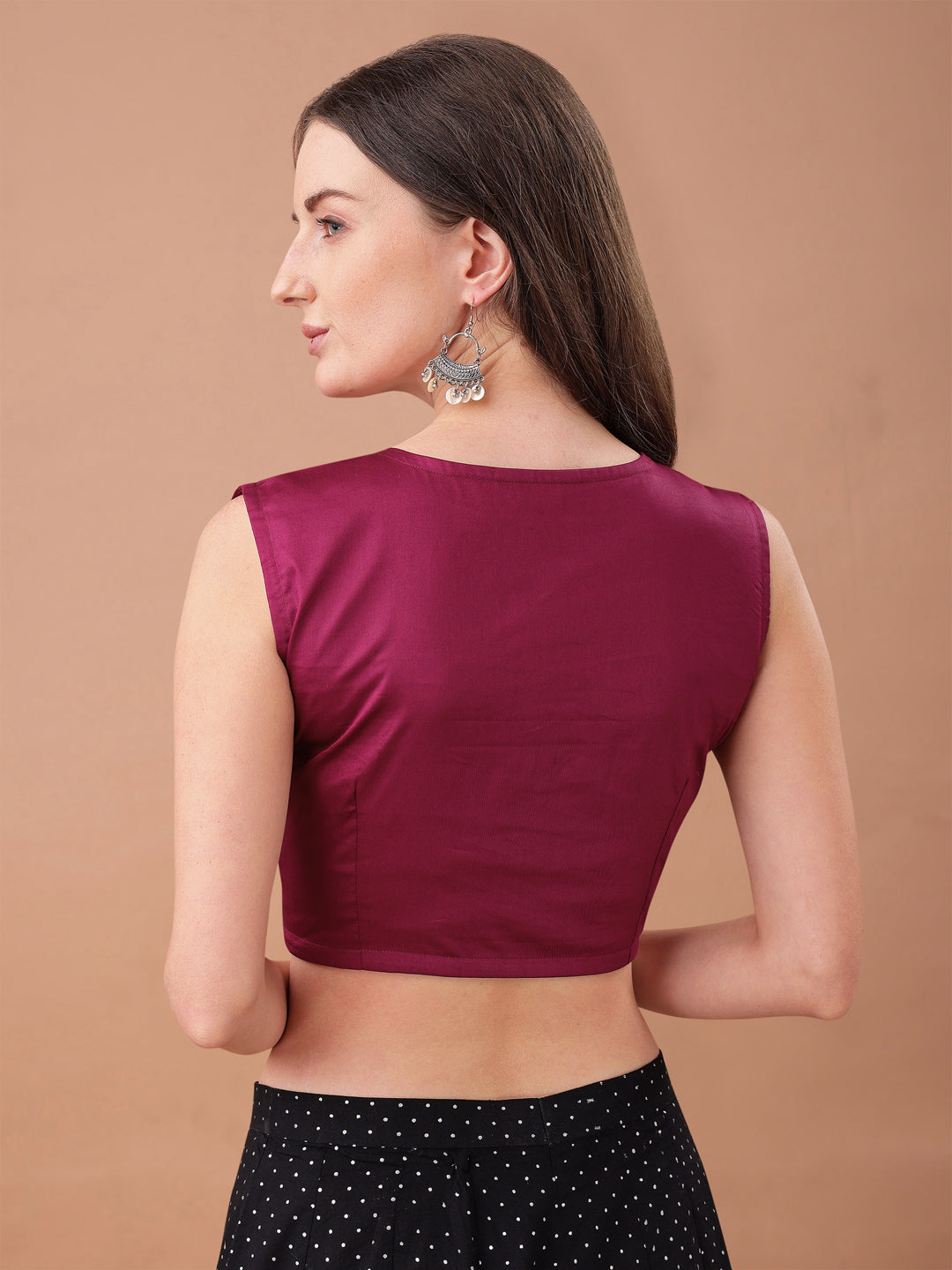 Magenta colour jam cotton sleeveless blouse