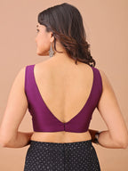 Purple colour tafetta sleeveless blouse
