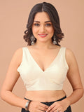 White colour tafetta sleeveless blouse