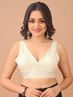 White colour tafetta sleeveless blouse