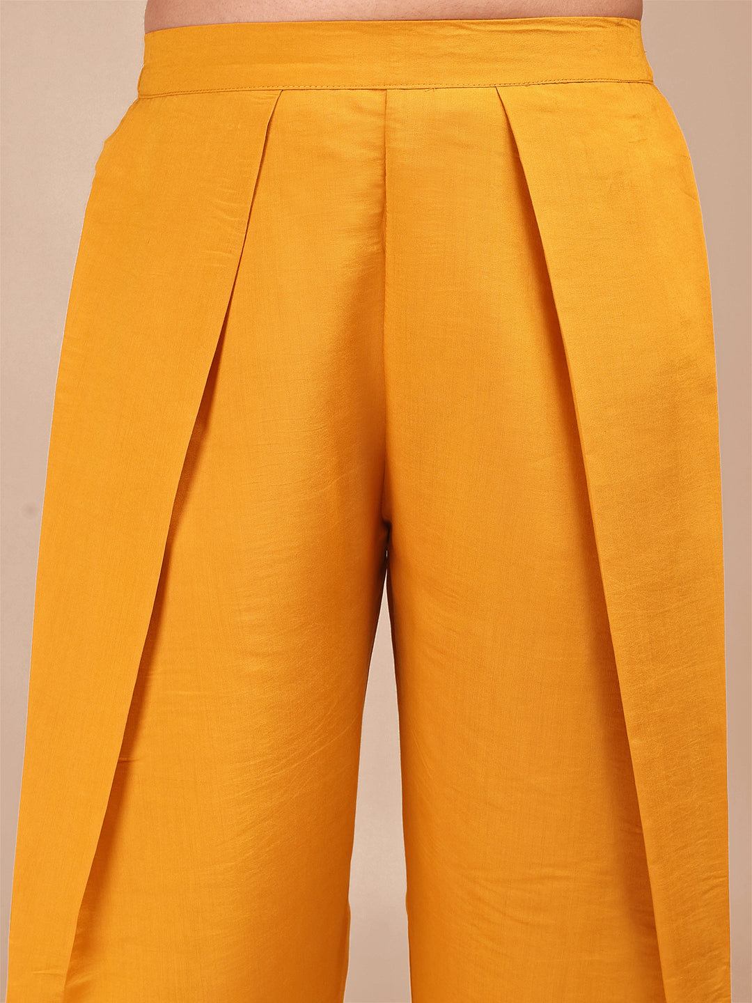 Haldi Colored Embroidered Silk Blend Co-ord Set With Farshi Salwar