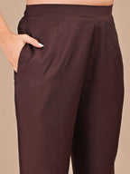 Cocoa Colored Tonal Embroidered Silk Blend Co-ord Set