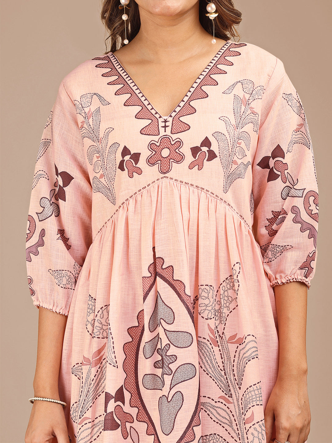 Peach Colored Printed Co-ord Set