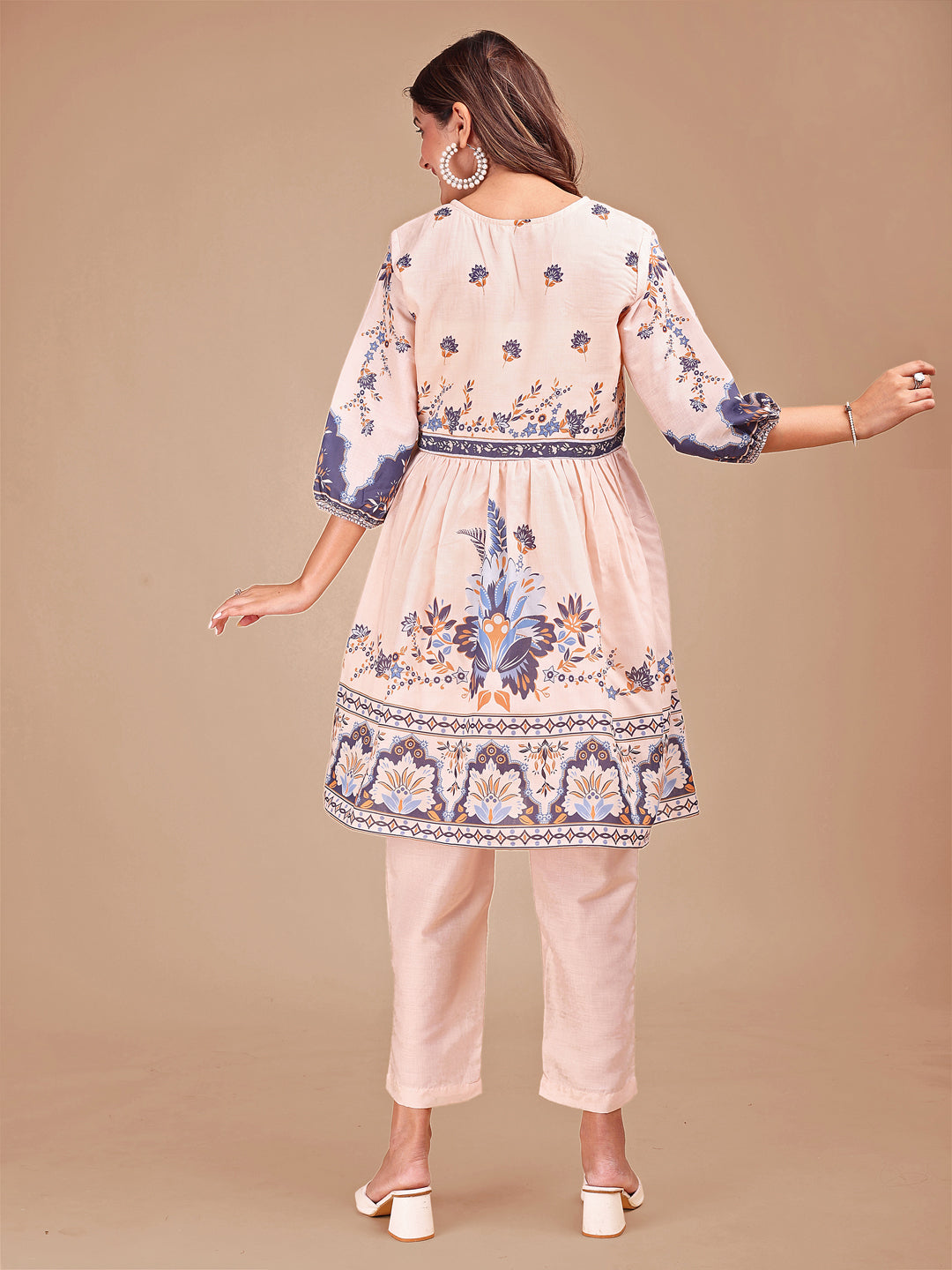 Peach Colored Printed Co-ord Set