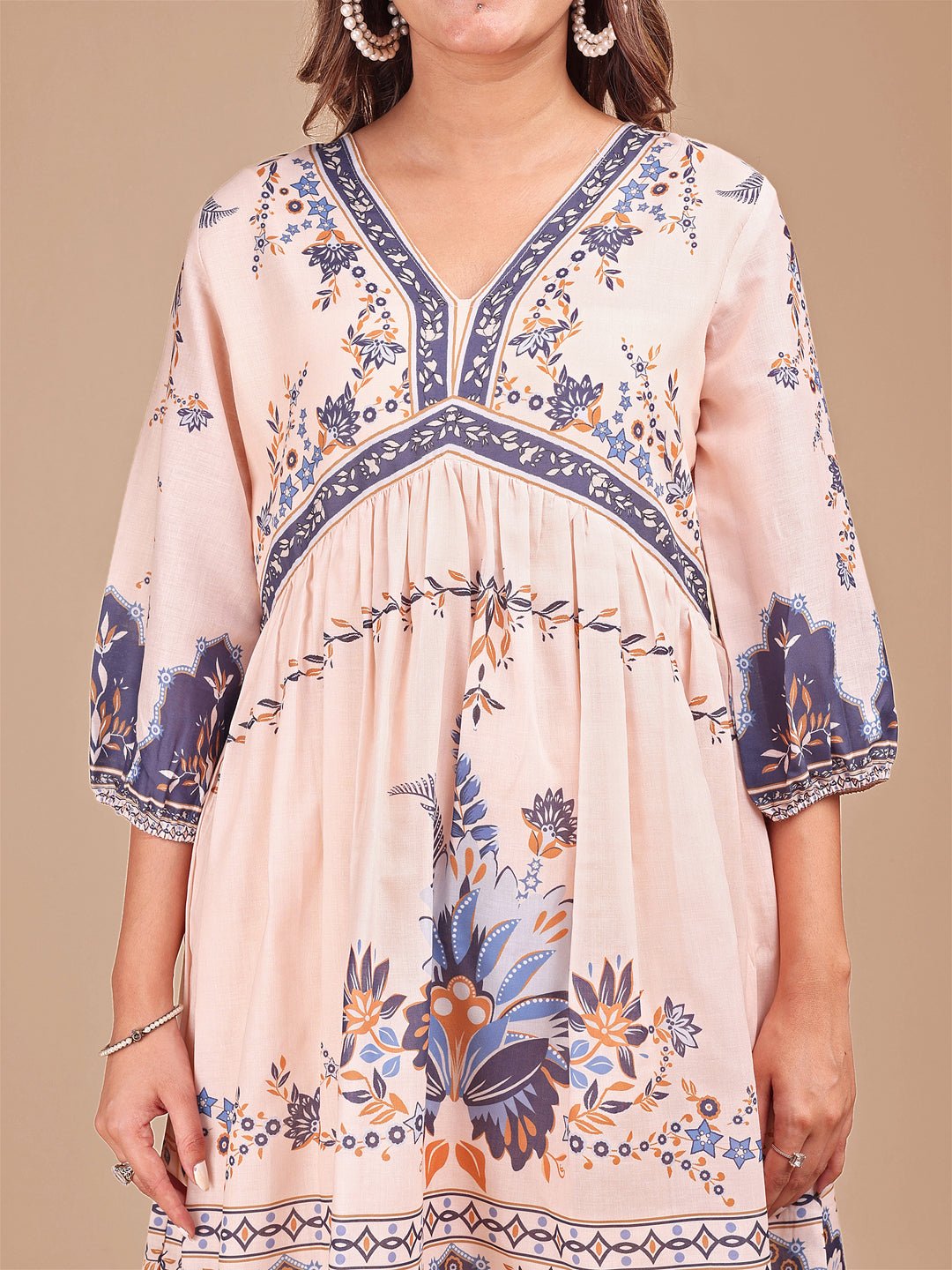 Peach Colored Printed Co-ord Set