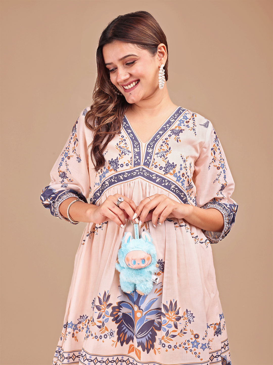 Peach Colored Printed Co-ord Set