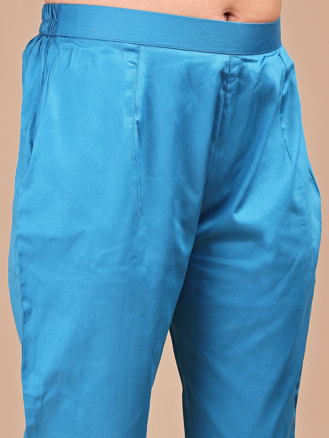 Blue Colored Stylized Thread Work Cotton Blend Co-ord Set