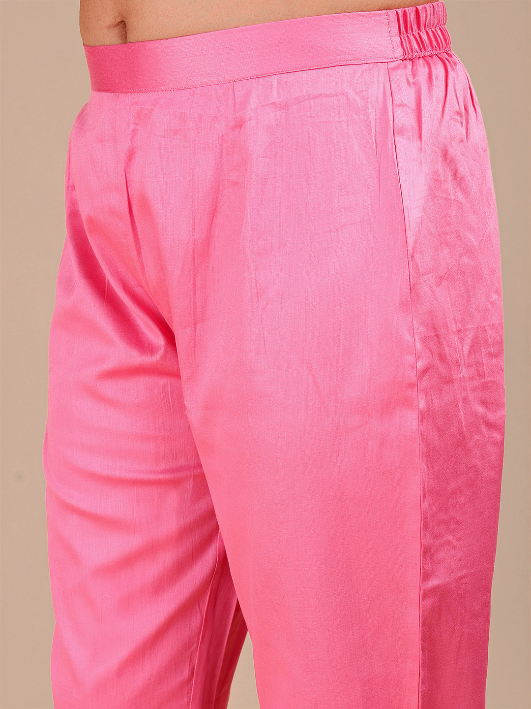 Pink Colored Stylized Thread Work Cotton Blend Co-ord Set