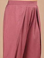 Cream & Rose Colored Embroidered Co-ord Set With Farshi Salwar